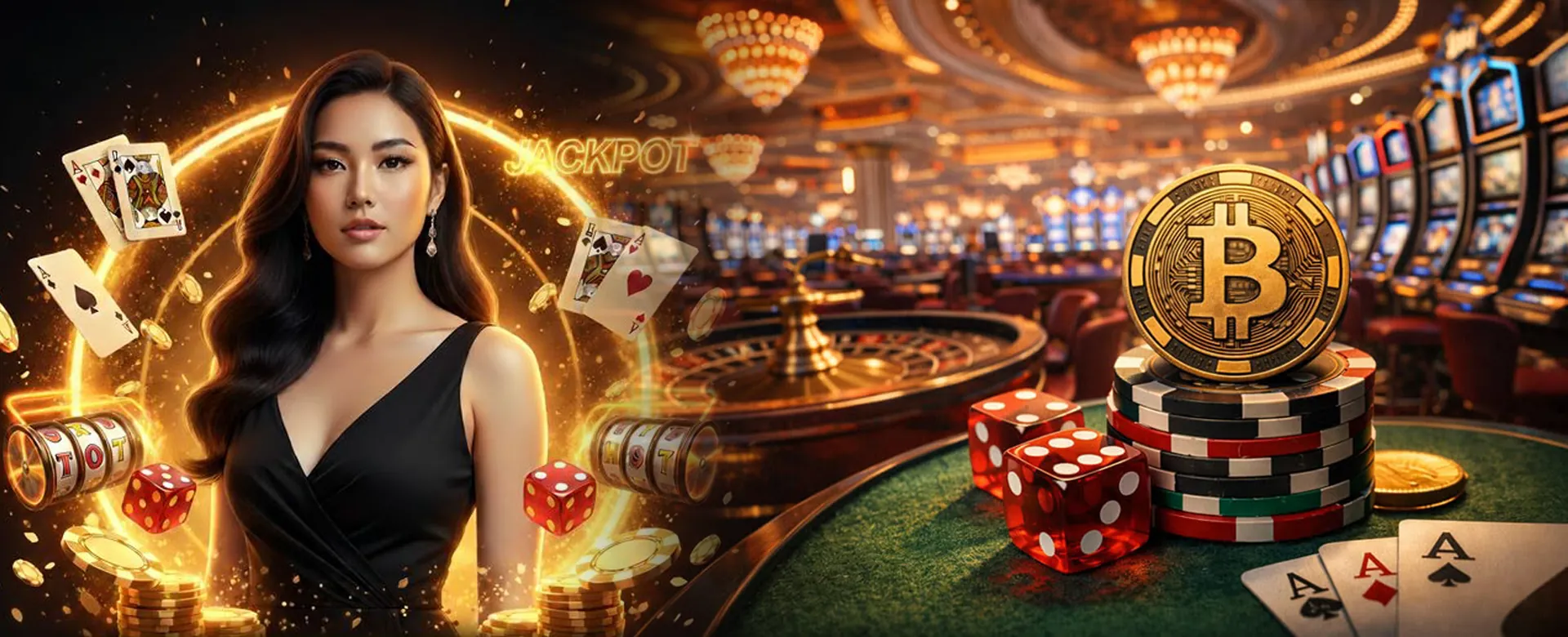 Jiliasia Table Games Hero Banner with cards, dice, and roulette wheel